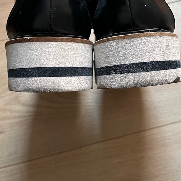 Zara Basic faux patent leather black fringe loafer white platform sole shoe 7.5 - Picture 6 of 16